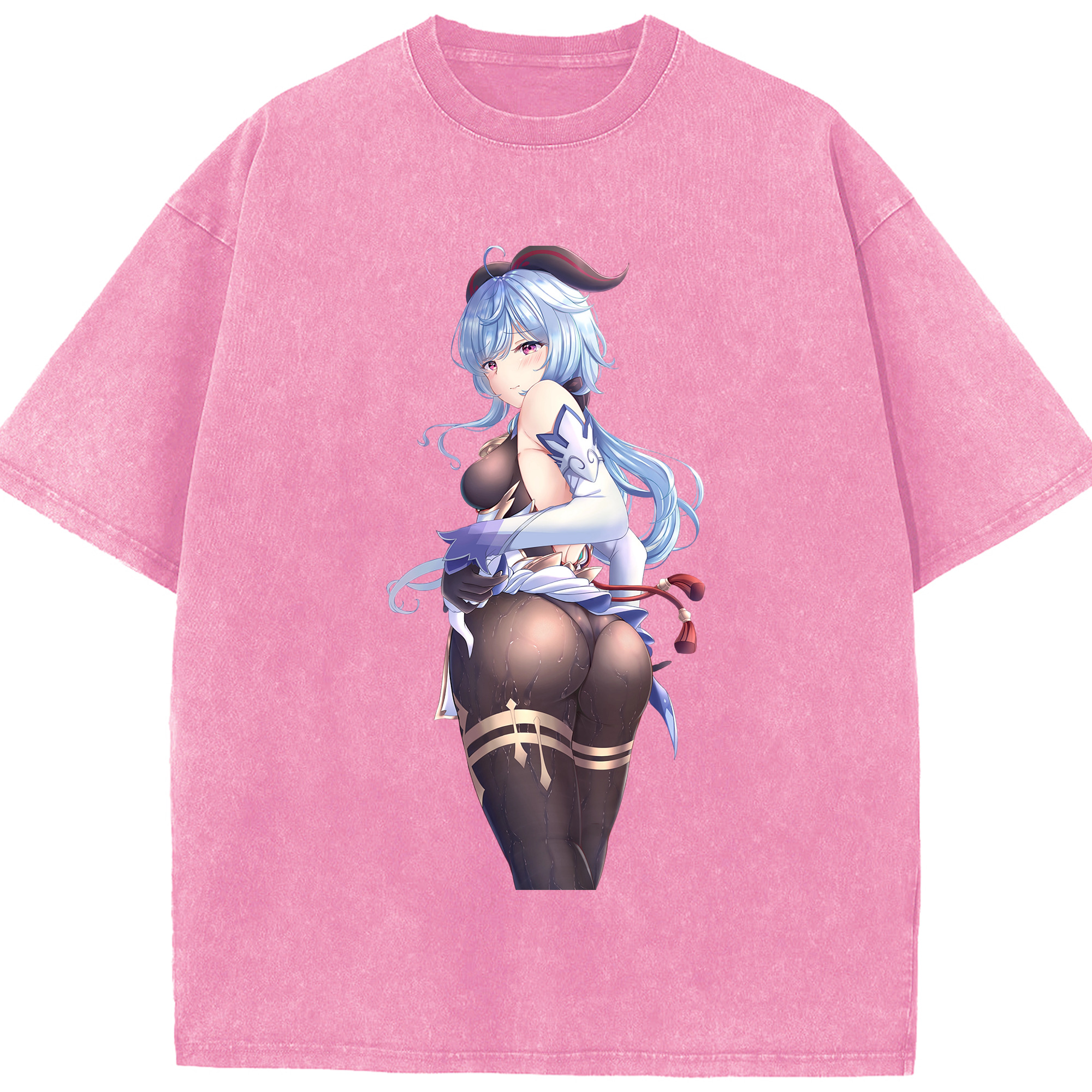げんし神 甘雨 かんう genshin Ganyu 綿100% ヴィンテージ風 半袖Tシャツ（フロントプリント）
